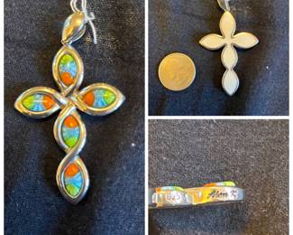 Sterling silver cross by Alan K. 
Murano glass. Two sided design