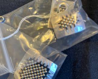 Modernist, custom-made earrings and pendant or scarf clip by Sharon M Donovan