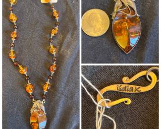 Sterling silver  Baltic Amber necklace by Designer Lidia K