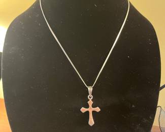 Sterling, silver cross and chain