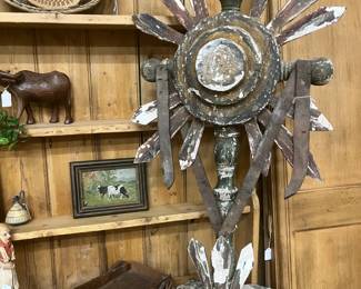 Vintage wooden and leather ornament