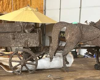 Cast iron horse and buggy