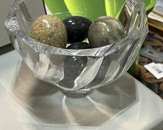 Crystal Bowl with Marble Items