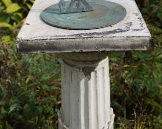 Copper garden sundial and base