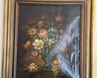 Dutch/Flemish revival floral still oil on canvas.