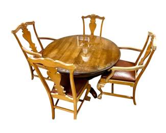 48x48 Queen Anne Style Dining Set W Table Chairs Including Leaf