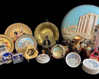 Vintage Greek Decorative Plates, Coasters, Ashtrays, More