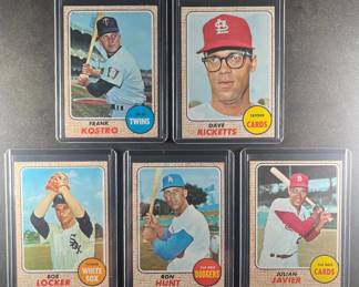 1968 Baseball Cards. Kostro, Ricketts, Locker, Hunt, Javier