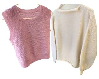 2 Handmade Vintage Sweaters Pink Cream Colored