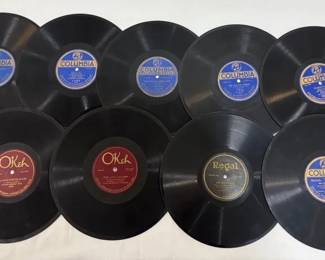 Nine Vintage Phonograph Records 78rpm, Columbia, OKeh, And Regal