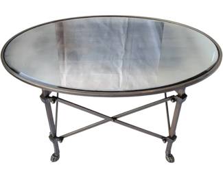 Brass Mirrored Oval Coffee Table