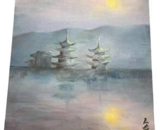 Tranquil Painting of Pagodas