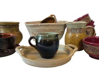 10 Pieces of Studio Art Pottery, All Signed