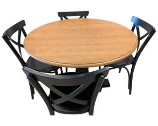 Ethan Allen Dining Table with 4 Black Chairs
