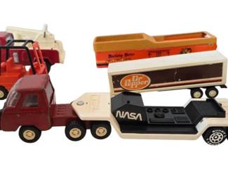 Vintage Buddy L Metal Trucks, 1970s ERTL Mustang Mover Horse Trailer, Tonka Forklift More