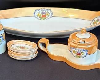 Vintage Noritaki Lustreware Celery Dish Set