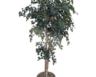 Tall Faux Decorative Ficus Tree In Basket Pot 7.5 Feet Tall