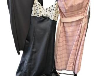Pink Plaid Bridesmaid Dress, Black White Formal Gown Black Skirt