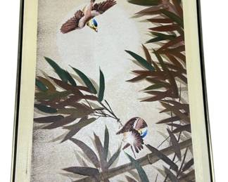 Vintage Painting of Birds and Bamboo