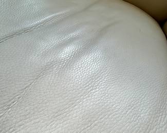 Close-Up of Ivory Leather Texture – Premium Upholstery Detail from Room & Board Chair