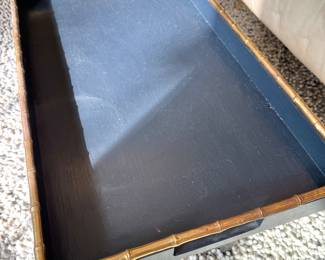 Williams-Sonoma Home Black Lacquer Tray with Gold Bamboo Trim – Elegant Accent Decor
