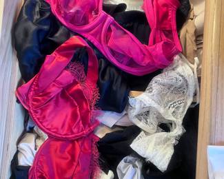 Luxury Satin & Sheer Lace Lingerie Collection – Red, Hot Pink & White Intimates Set, Feminine Vintage Style