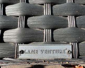 Lane Venture Woven Resin Wicker Detail with Brand Plate – Durable Outdoor Furniture Construction