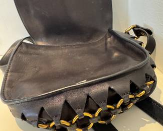 Jérôme Dreyfuss Paris Black Leather Crossbody Bag – Gold Stud Details & Adjustable Strap