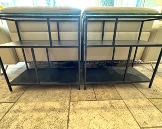 Modern Industrial Console Tables with Glass Tops – Minimalist Black Metal Design