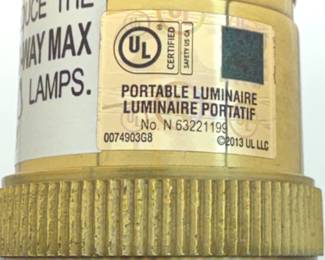 UL Certified Portable Luminaire Label – Brass Lamp Fixture Identification