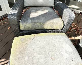 Lane Venture Gray Wicker Armchair with Ottoman – Deep Seating Outdoor Lounge Set