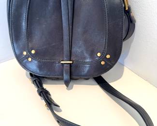 Jérôme Dreyfuss Paris Black Leather Crossbody Bag – Gold Stud Details & Adjustable Strap