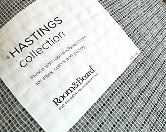 Room & Board Hastings Collection Label – Premium Handcrafted Wool Rug Details