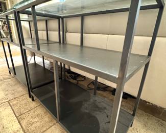 Black Metal and Glass Sofa Tables – Contemporary Open-Shelf Storage Furniture