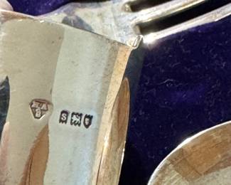 Sterling Silver Hallmarks Close-Up – British Antique Flatware Maker’s Marks on Napkin Ring