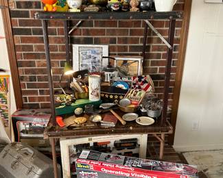 Bocce ball set, train sets, turbo engine model