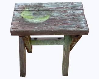6 - Primitive Wood Stool - 16 x 15.5 x 10.5