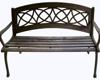 17 - Outdoor Wooden & Iron Bench - 52 x 24 x 35
