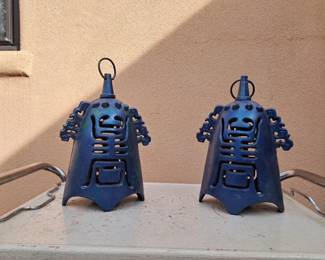 Vintage Cast Iron Lanterns Blue