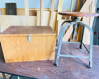 Wood Box and Stool 