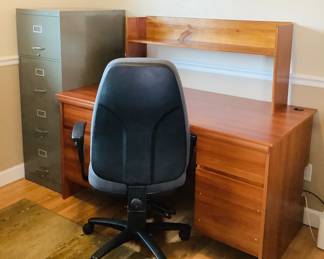 Office Desk, Chair and File Cabinet