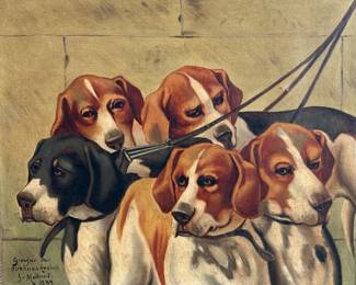 Lot #85 G. Mohler (1836-192) Group of Foxhounds