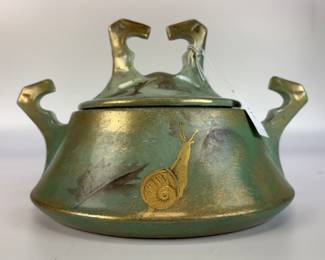 Lot #117 Rare Clement Massier Escargot covered tureen. C. 1900