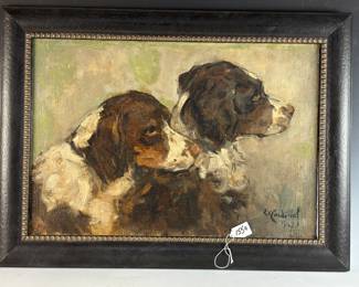 Lot# 155A Emile Valentin Cardinal - 2 Hounds painting