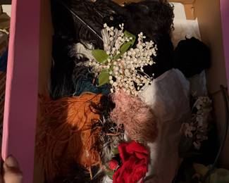 Vintage Hat Flowers and Feathers