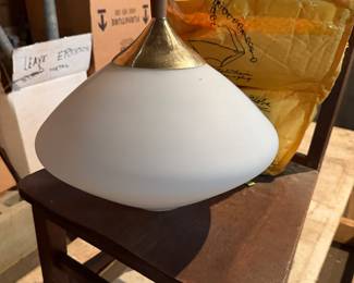 Mid Century Hanging LampTeak & Brass