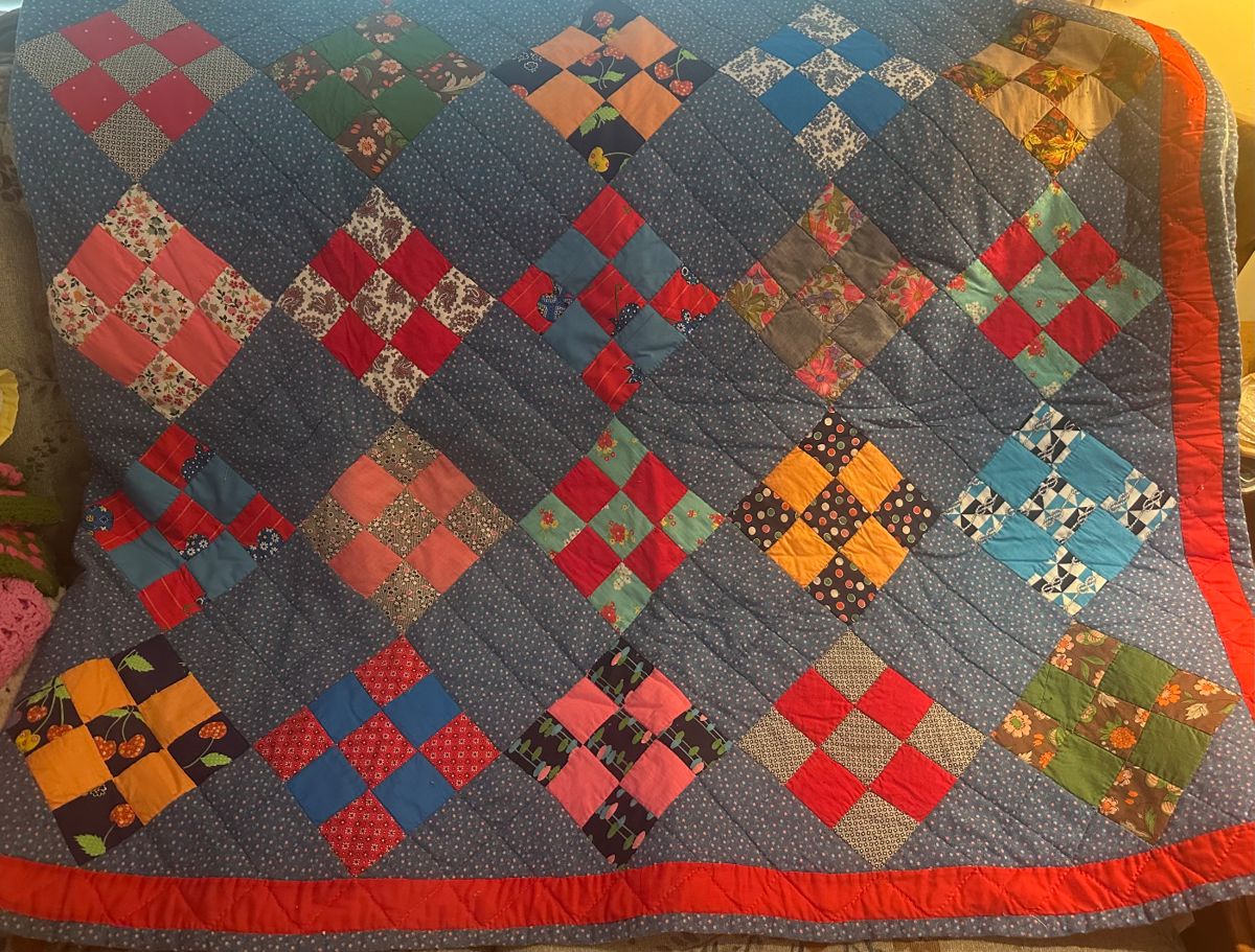 Handmade Patchwork Quilt **Many other patchwork quilts , embroidered quilts and afghans will be for sale as well**