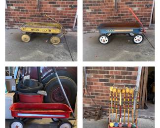 Hi-Speed Wagon; Sears All American Wagon; Metal Red Wagon; Lawnplay Croquet Set