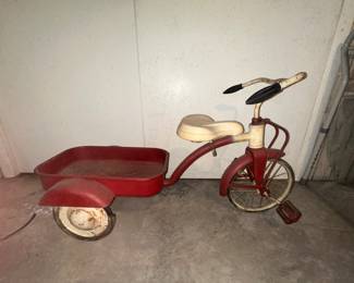 Vintage Metal Tricycle with Wagon