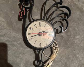 MCM Spartus Crowing Rooster Electric Wall Clock 